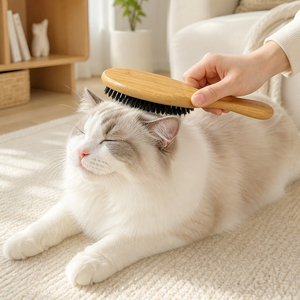 Brosse et peigne pour animaux de compagnie 100% poils de sanglier noir pour le toilettage des chiens et des chats - Massage, nettoyage, élimination des poils morts - Product Image 3