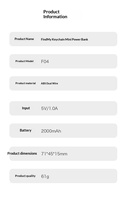 Banco de Energía Portátil Multifunción de 2000mAh con Llavero Tipo-C, Linterna de Emergencia, Rastreador de Posicionamiento Global Antipérdida