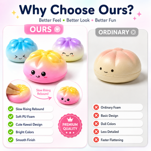 Jouets Squishy en PU de Haute Qualité à Remontée Lente, Petits Yeux Expressifs, en Forme de Dumplings, Jouets à Presser pour Enfants - Vente en Gros - Product Image 6