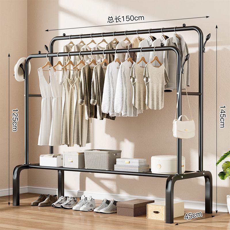 Black reinforced double pole 150cm with coat hook and post