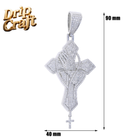 Pendentif de prière style hip-hop, plaqué cuivre, en or véritable, serti de zircon de qualité 5A et entièrement orné de diamants, style hip-hop unisexe.