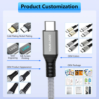 Accessoires pour téléphone, câble USB4.0 torsadé, 48V 5A, câble USB C, 8K 60Hz, USB C PD, câble 40 Gbps, 240 W, câble USB C pour Thunderbolt 4