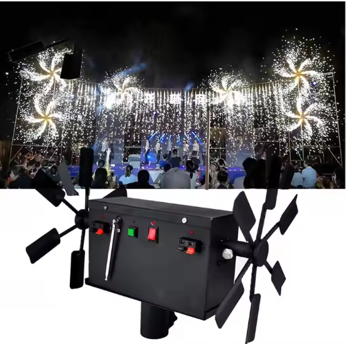 Topflashstar Rotating Cold Spark Machine Wireless Rotate Fountain Fireworks Machine with Stand Rack Wedding Stage