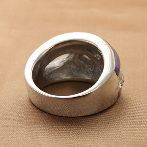 Anillo Geométrico de Acero de Titanio Plateado, Morado, Negro con Incrustaciones, Estilo Retro, Unisex, Joyería de Moda, Regalo 290127 - Product Image 3