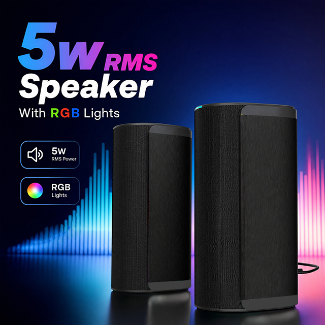 RGB Gaming Speaker for PC Phone Use BT Connection 5W GM12 2026 New Model Mini Speaker Desktop OEM ODM Factory Direct Sell