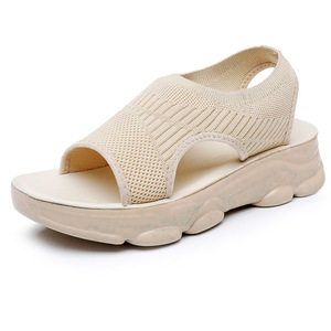 Sandales plates décontractées pour femmes, nouvelle mode estivale, tissu supérieur souple avec semelle épaisse, chaussures à enfiler - Product Image 5