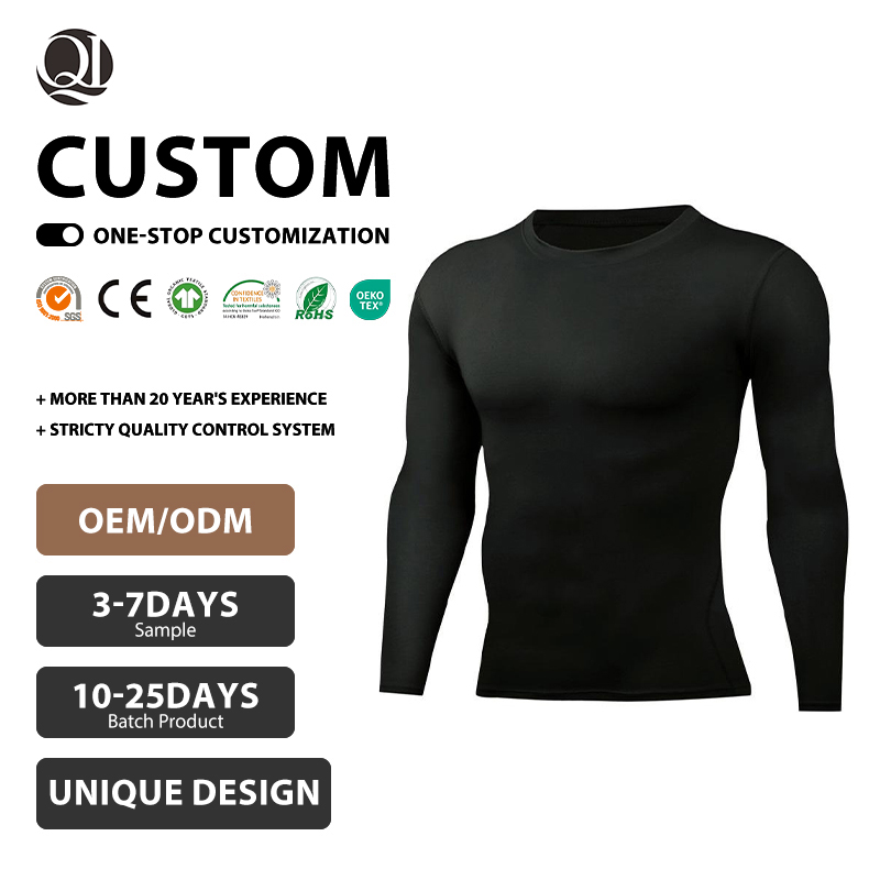 Customized Men's Casual Quick Drying Long Sleeved Training Tights Sporty Workout Breathable High Stretch Bottoming Shirt