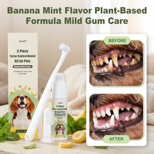 Dentifrice pour animaux de compagnie saveur bœuf, ensemble brosse à dents et dentifrice pour chat et chien, élimination du tartre pour petits chiens - Product Image 2