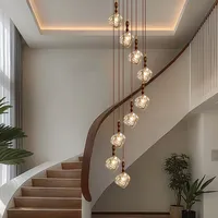 Lustre d'escalier rotatif de designer français, style rétro américain, pour villa à plafond haut, en verre soufflé à la main, installation facile