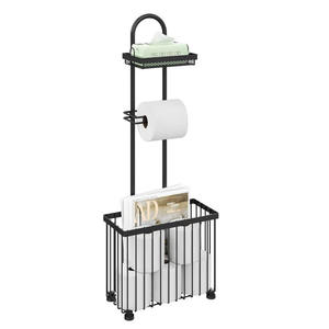 Porte-<span class=keywords><strong>papier</strong></span> <span class=keywords><strong>toilette</strong></span> noir pour salle de bain avec étagère de rangement, support pour magazines et <span class=keywords><strong>papier</strong></span> <span class=keywords><strong>toilette</strong></span> avec support pour <span class=keywords><strong>tablette</strong></span> - Product Image 1