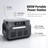 Station d'alimentation portable 800W à charge rapide 1.2H, batterie LiFePO4 1024Wh, générateur solaire à onde sinusoïdale pure, EPS 10ms, pour camping en extérieur