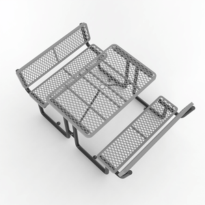 Tavolo da Picnic Rettangolare OEM 48\" per <span class=keywords><strong>Ristorante</strong></span>/Campeggio, Grigio con Schienale, in Metallo Espanso - Product Image 2