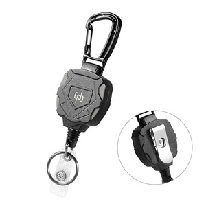 Cross-border heavy-duty carabiner strap, back <b>clip</b>, large shield, retractable easy-pull <b>buckle</b>, steel wire rope, badge reel, - Product Image 1