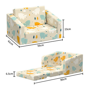 Children's <b>Sofa</b> Foldable Soft Off White With Animal Print For <b>Kids</b> And Babies 2 Years And Above - Product Image 3