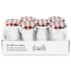 Einkochwelt Pots à confiture 107 ml en verre rond avec couvercles à vis, lot de 6, pour la conservation - Product Image 3
