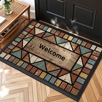 Paillasson d'entrée transfrontalier de style nordique en maille élastique tissée en Spandex, motif géométrique texturé, rectangulaire, antidérapant, anti-poussière