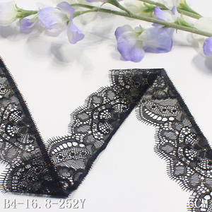 ลูกไม้สีดำแบบไม่ยืด ราคาขายส่ง ขนาด 6 ซม. ลูกไม้ฝรั่งเศสแบบชานทิลลี่ แต่งขอบด้วยลูกไม้ดอกไม้เนื้อนุ่มเงางาม พร้อมด้ายสีทอง สำหรับชุดชั้นใน - Product Image 6