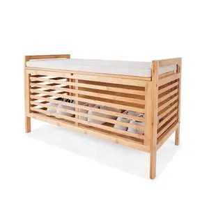 Bamboo Entryway Shoe Storage Bench With Soft Cushion_BSCI Factory