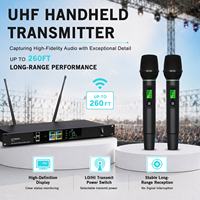 Système de microphone sans fil UHF professionnel 4 canaux UX04 avec 2 micros à main et 2 émetteurs de poche pour scène, église, conférence