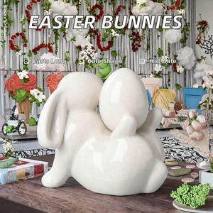 Ornamenti Coniglietto Pasquale in Ceramica Tema Festivo per Decorazione Giardino, Feste e Casa - Product Image 3