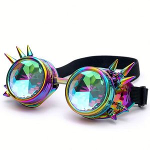 Gafas de Sol Coloridas con Remaches, Estilo Steampunk, para Hombres y Mujeres, con Logotipo Personalizado, al por Mayor, para Festivales, Cosplay, Fiestas, Gafas Caleidoscopio - Product Image 1