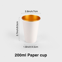 Gobelet en papier jetable biodégradable à paroi simple de 7 oz, design doré et gaufré, diamètre de 72 mm, utilisation en hôtellerie et pour les fêtes, gobelet à cola