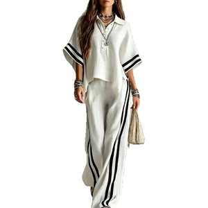 Nouvel arrivage transfrontalier été-automne 2026 : Ensemble deux pièces pour <span class=keywords><strong>femme</strong></span>, chemise ample à manches courtes et <span class=keywords><strong>pantalon</strong></span> large - Product Image 5