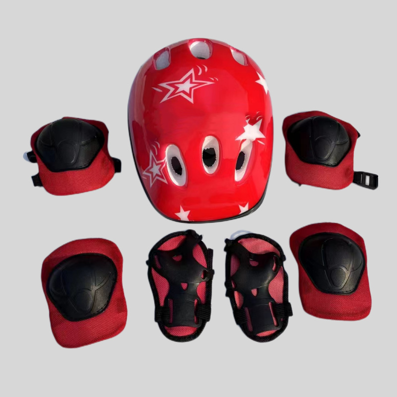 ensemble de sept pièces d'équipement de protection contre les mines tricoté avec casque rouge