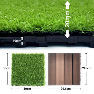 Dalles de gazon artificiel emboîtables 30x30cm, tapis de gazon synthétique réaliste résistant aux UV pour balcon et jardin extérieur - Product Image 3