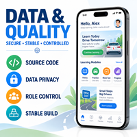 Développement d'applications de formation à la conduite pour écoles de conduite fiables pour iOS et Android avec leçons vidéo, banque de questions et réservation d'instructeurs