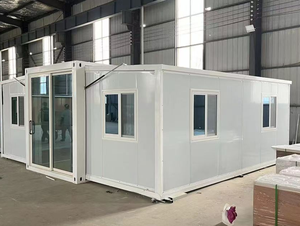 בית מכולה מתקפל נייד מפלדה ועץ, בית קטן, משרד נייד עם שירותים לשימוש כדירה - Product Image 1