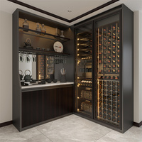 Vente directe usine : Meuble de salon pour vin et spiritueux, avec cave à vin intégrée, couleur rouge vin