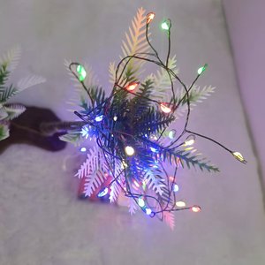 Guirlande lumineuse rideau de feux d'artifice 50 LED verte, fil étanche, alimentée par piles, télécommande, intensité réglable, pour Noël - Product Image 5