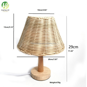 Rattan <strong>Bamboo</strong> Table <strong>Lamp</strong> with Hemp Rope Shade Touch Control LED Light AC Powered Eco-Friendly Wedding Lighting - Product Image 3
