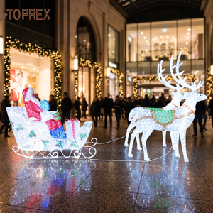 Décoration de Noël lumineuse de haute qualité, résistante aux intempéries, en acrylique 3D, avec Père Noël, traîneau <span class=keywords><strong>et</strong></span> <span class=keywords><strong>rennes</strong></span>, blanc chaud, LED - Product Image 1