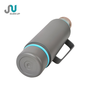 Bouteille isotherme en acier inoxydable à double paroi de 1,2 L avec 2 tasses de partage et couvercle rotatif à poignée, pour activités extérieures - Product Image 6