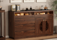 Buffet moderne en bois massif de grande capacité avec design écologique, meuble de rangement pour salle à manger et salon