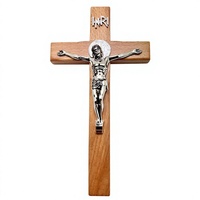 Crucifix croix en bois Jésus suspendu religieux inspirant INRI