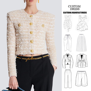 Giacca corta <span class=keywords><strong>Tweed</strong></span> corta da <span class=keywords><strong>donna</strong></span> di lusso con colori personalizzati di alta qualità - Product Image 1