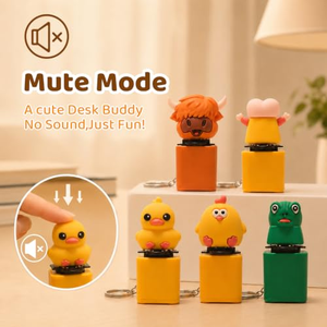 Llavero de teclado personalizado amarillo con sonido electrónico, juguete antiestrés, suave y apretable, de goma, promocional - Product Image 3