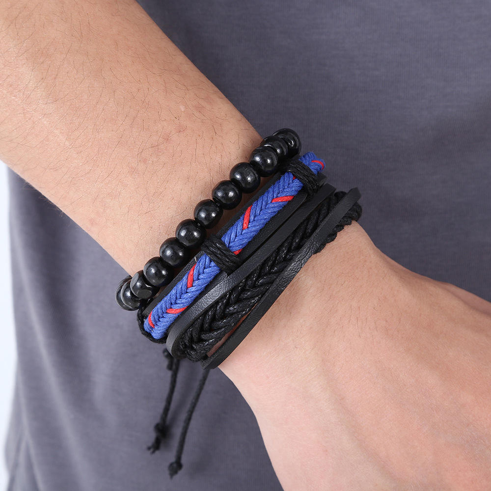 Leather Bracelet Mens Wood Bracelets Wood, Resin Leather Bracelets