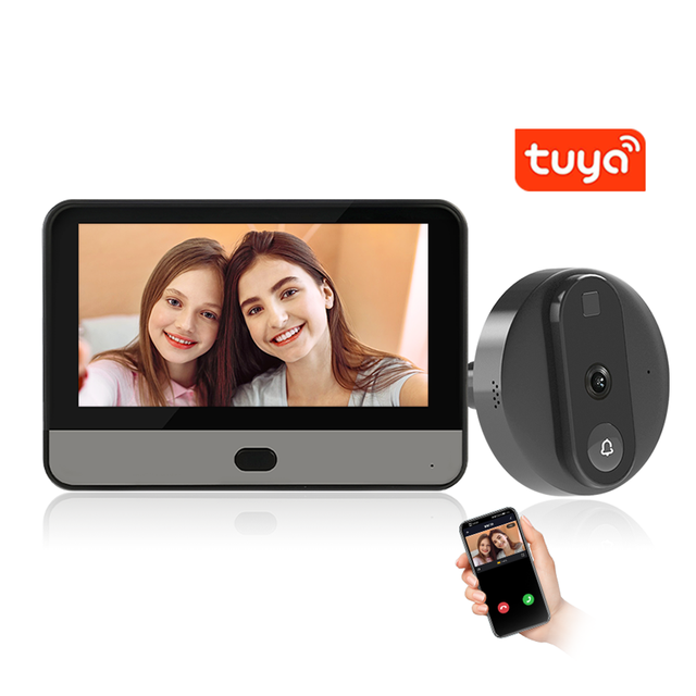 Smart Peephole Camera with 4.3" Display Digital Door Viewer Night Vision Motion Detection Wifi Video Doorbell for Home Intercom