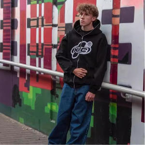 เสื้อฮู้ดดี้คุณภาพสูง ผ้าฟลีซหนานุ่ม 100% ผ้าฝ้าย ฮู้ดดี้แบบพื้นฐาน ทรงพอง ผู้ชาย สามารถสั่งทำโลโก้ได้ ซิปยาวเต็มตัว เสื้อฮู้ดดี้หนา - Product Image 3