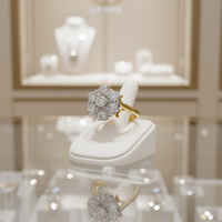 Bague de fiançailles personnalisée en or massif 14 carats en forme de fleur avec diamant de laboratoire certifié IGI – Cadeau classique pour fête, anniversaire, mariage