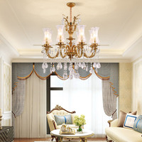 Lustre en cristal de verre de luxe en cuivre européen, luminaires suspendus, salon, lustre moderne victorien, lampes suspendues pour hôtel