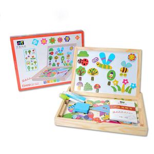 Rompecabezas magnético de doble cara para niños, tablero de dibujo de madera, juguetes educativos, animales, portátil - Product Image 1