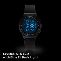 Montre de prière numérique musulmane AL-SAHAR avec alarme, montre sport Azan, écran LCD, boîtier en plastique, bracelet en silicone, rétroéclairage AS-S016