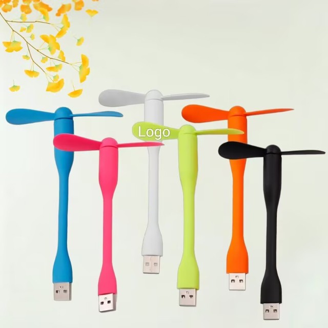 Creative Mini Portable Flexible Bendable Small USB Fan for Power Bank Laptop USB Device Cooling Fans Custom Logo Promotion Gifts
