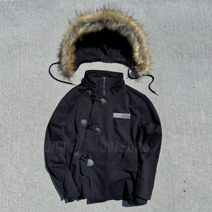 Produttore di abbigliamento <span class=keywords><strong>felpa</strong></span> in cotone invecchiato da uomo con <span class=keywords><strong>cappuccio</strong></span> in pelliccia sintetica staccabile con Zip per uomo - Product Image 6