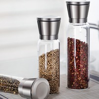 Gadget de cuisine Petit moulin à épices en verre Moulin à sel et à poivre manuel réglable en céramique